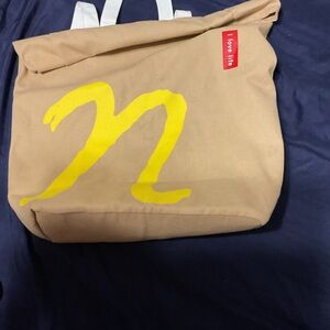 McDonald's Tan Roll-Top Backpack with Yellow Graphic RARE collectors item